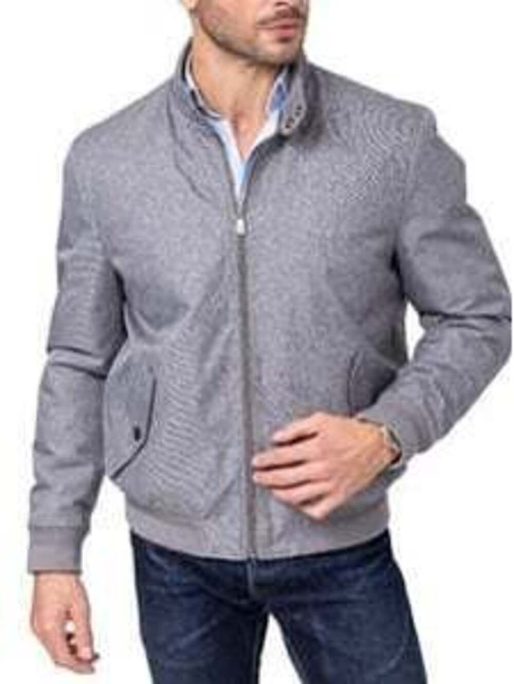 Hart Schaffner Marx Light Grey Herringbone Rib Knit Arden Men Jacket